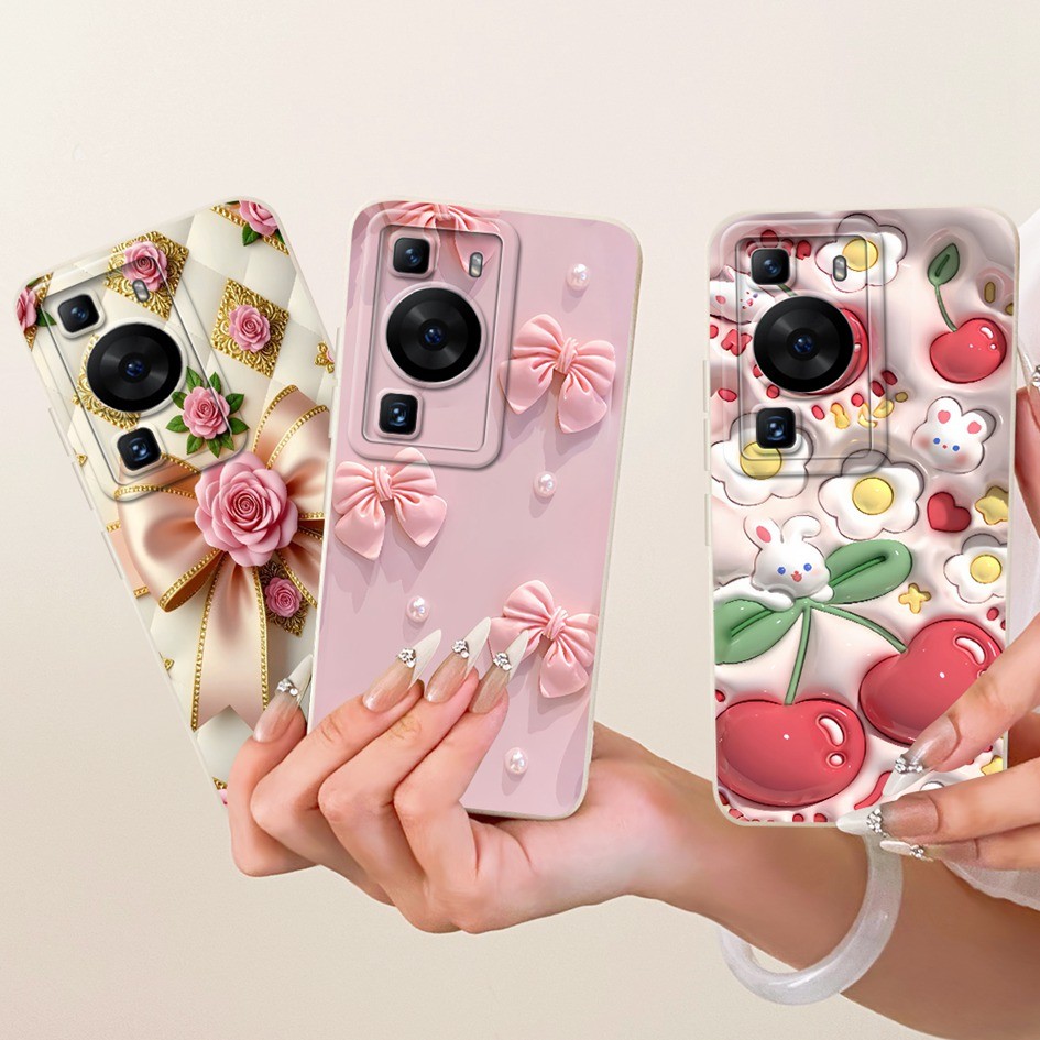 ฝาครอบป้องกันกล้องสําหรับ Huawei P60 LNA-LX9 / P60 Pro / P60 Art Casing Elegant Floral Pretty Bowkno