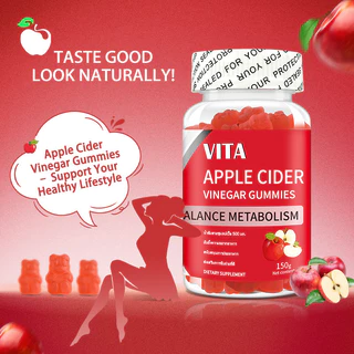 VITA แอปเปิ้ลไซเดอร์ วิตามินรวมอาหารเสริม ไฟเบอร์ดีท็อกซ์Apple Cider Vinegar Vitamin Gummy Aldult Supplement 60Gummies