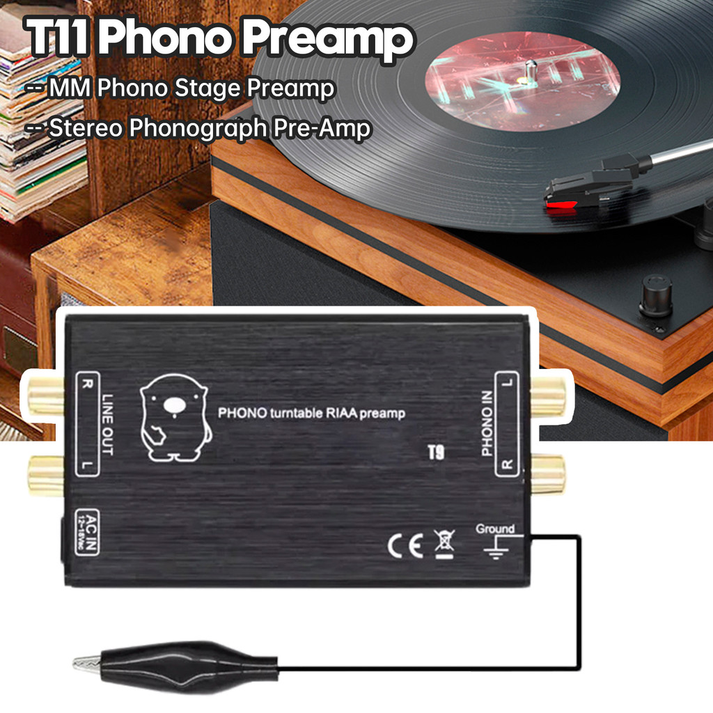 T11 Phono Preamp แอมป์ล่วงหน้าสำหรับ MM Phono LP แผ่นเสียง แผ่นไวนิล เครื่องเล่นแผ่นเสียง สเตอริโอ