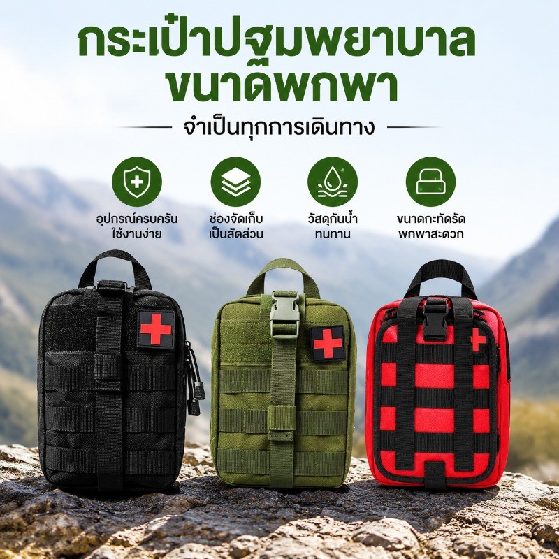 COD กระเป๋าปฐมพยาบาลแบบพกพา กระเป๋ายุทธวิธีลายพราง สำหรับเดินป่า แคมป์ปิ้ง กิจกรรมกลางแจ้ง จัดเก็บอุปกรณ์ฉุกเฉิน