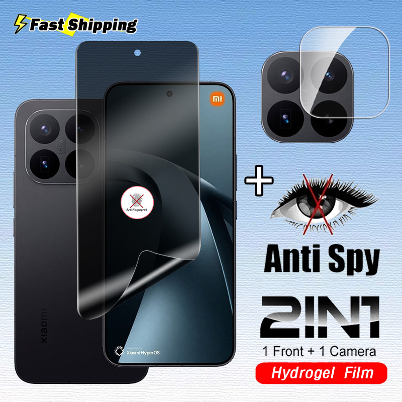 2in1 ความเป็นส่วนตัวป้องกันหน้าจอฟิล์มHydrogelสําหรับXiaomi 17T 15T 14T Pro Xiaomi17T 17T 5Gไม่ลายนิ้วมือปลดล็อคฝาครอบหน้าจอด้านหน้าAnti-Peepฟิล์มเลนส์ป้องกันฟิล์ม