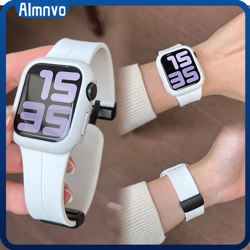กรณีซิลิโคนปกสายรัดสำหรับ for IWatch Apple Watch SE Ultra 3 2 49 มม. Series 11 10 9 46 มม. 45 44 42 41 40 38 มม.