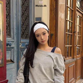 ในไทย-พร้อมส่ง✨ที่คาดผมสไตล์วินเทจ ลายจุด ทันสมัย ​​ขอบกว้าง ยืดหยุ่นสูง นุ่ม-Move
