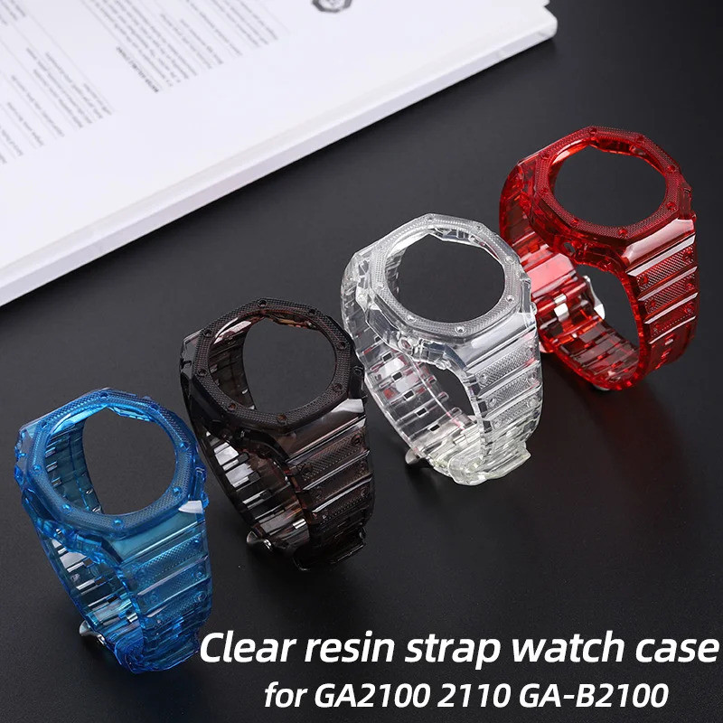 สายนาฬิกาเรซินใสสําหรับ Casio G-SHOCK GA2100 2110 GA-B2100 กีฬากลางแจ้งผู้ชายและผู้หญิงสายนาฬิกาอุปก