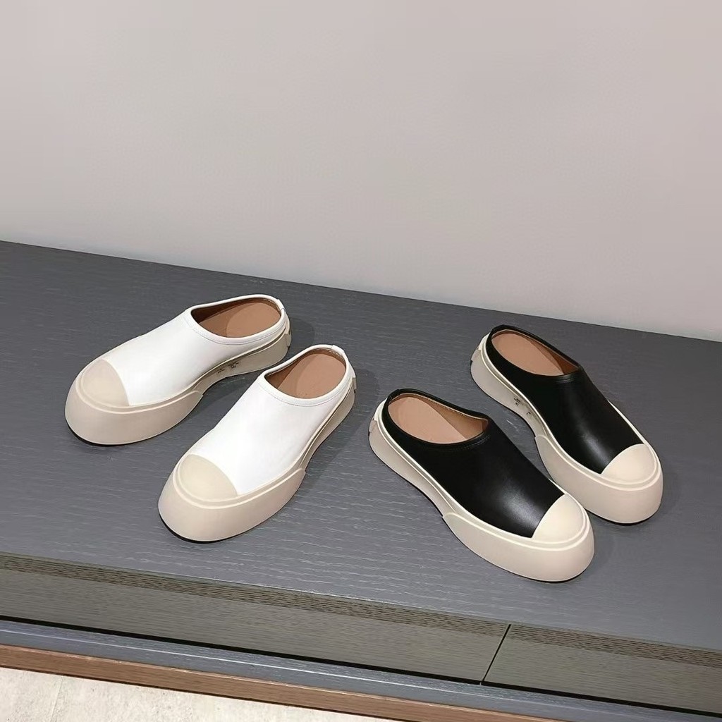 GEXL AM--I Half-slipper style with crackle pattern, thick-soled casual Mary Jane shoes with vulcaniz