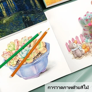 สมุดสเก็ตช์ ปกภาพสีน้ํามันแวนโก๊ะ 80 แผ่น 160 หน้าเปล่า ท้องฟ้า ดาว ดอกทานตะวัน ทุ่งข้าวสาลี ดวงจันทร์