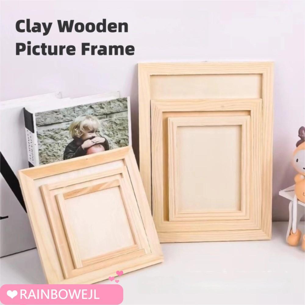 RAINBOWEJL กรอบดินเปล่า, กรอบรูปไม้ Cbacktive, ไม้หัตถกรรม Party Decor หลายขนาด DIY เดสก์ท็อปเครื่องประดับเด็ก Handcraft