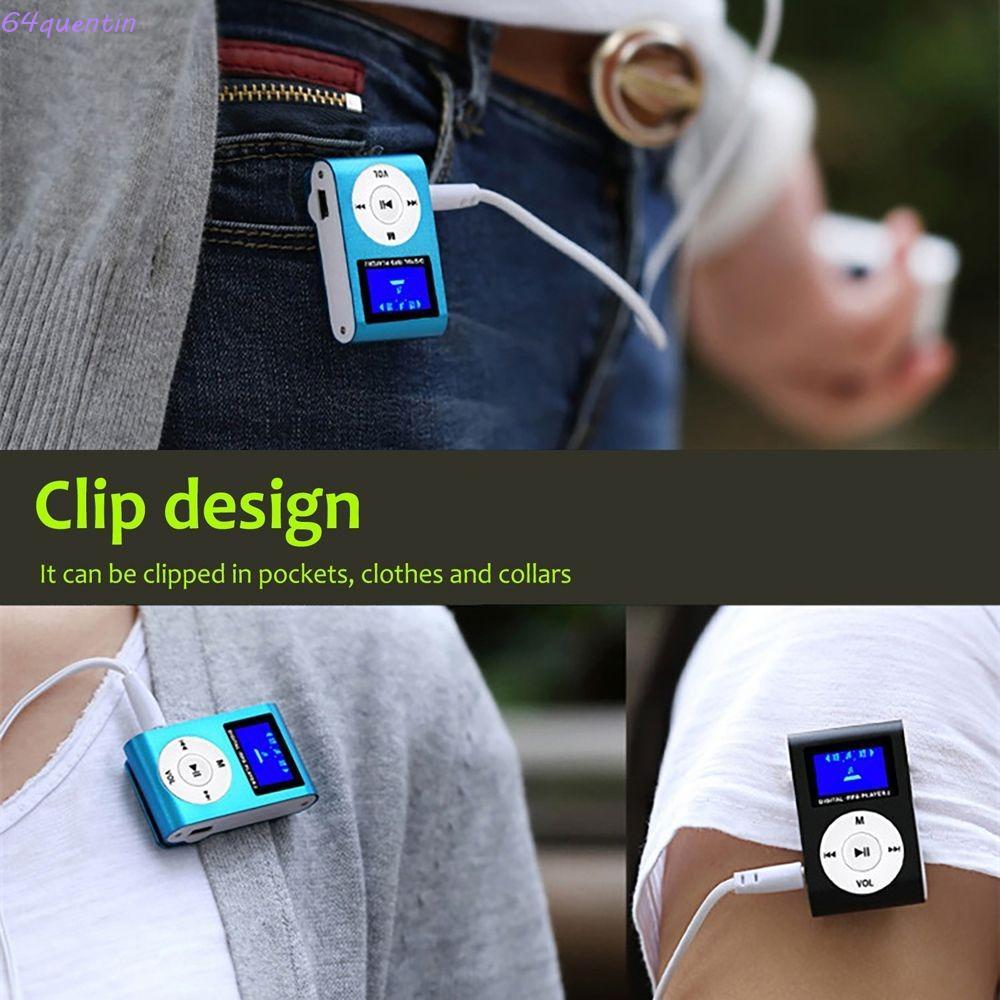 QUENTIN USB MP3 เครื่องเล่นเพลง, คลิปโลหะพร้อมหน้าจอ LCD เครื่องเล่น MP3 ขนาดเล็กแบบพกพา, หลายสี Lossless Sound Touch Keys ช่องเสียบการ์ดนักเรียน Walkman ฟังเพลง