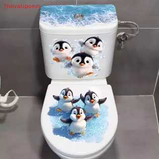 [Thevatipoem] Swimming Little Penguin Toilet Stier, Self-กาวกันน้ํา,รูปลอกตกแต่งห้องน้ํา,ผ้าคลุมเบาะห้องน้ําStier HOT