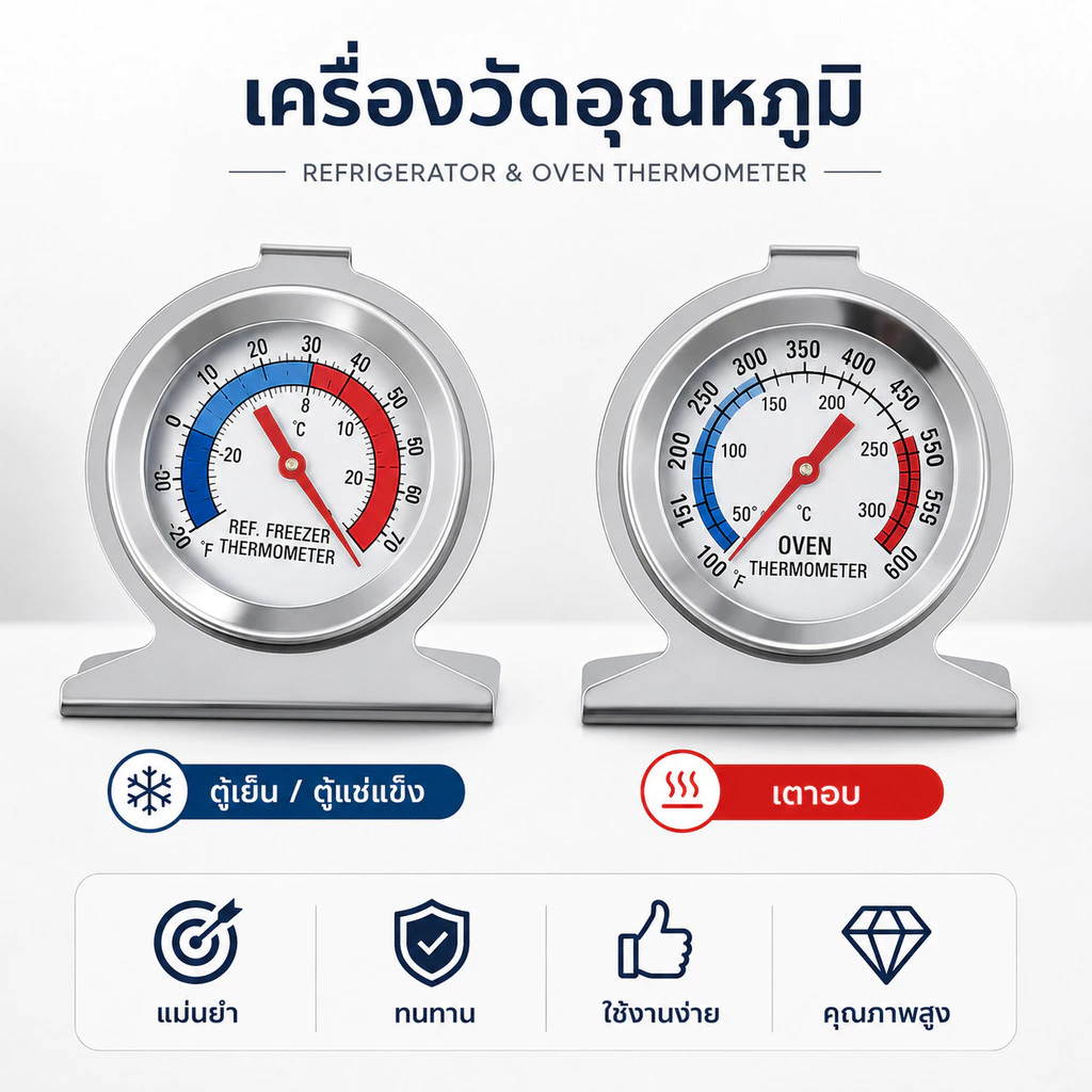 ที่วัดอุณหภูมิตู้เย็น เครื่องวัดอุณหภูมิเตาอบ เทอร์โมมิเตอร์วัดร้อน/เย็น