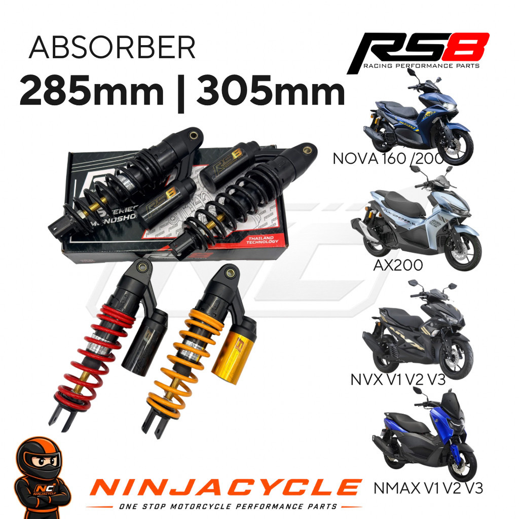 โช้คอัพ RS8 SHOWA 285mm-N 305mm-N 320mm-O NVX NMAX RXZ EX5