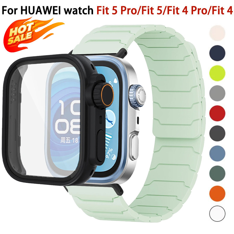 เปลี่ยนเคส Ultra + สายรัดแม่เหล็กสําหรับสร้อยข้อมือ Huawei Watch Fit 5 Pro/Fit 5/Fit 4/4 Pro