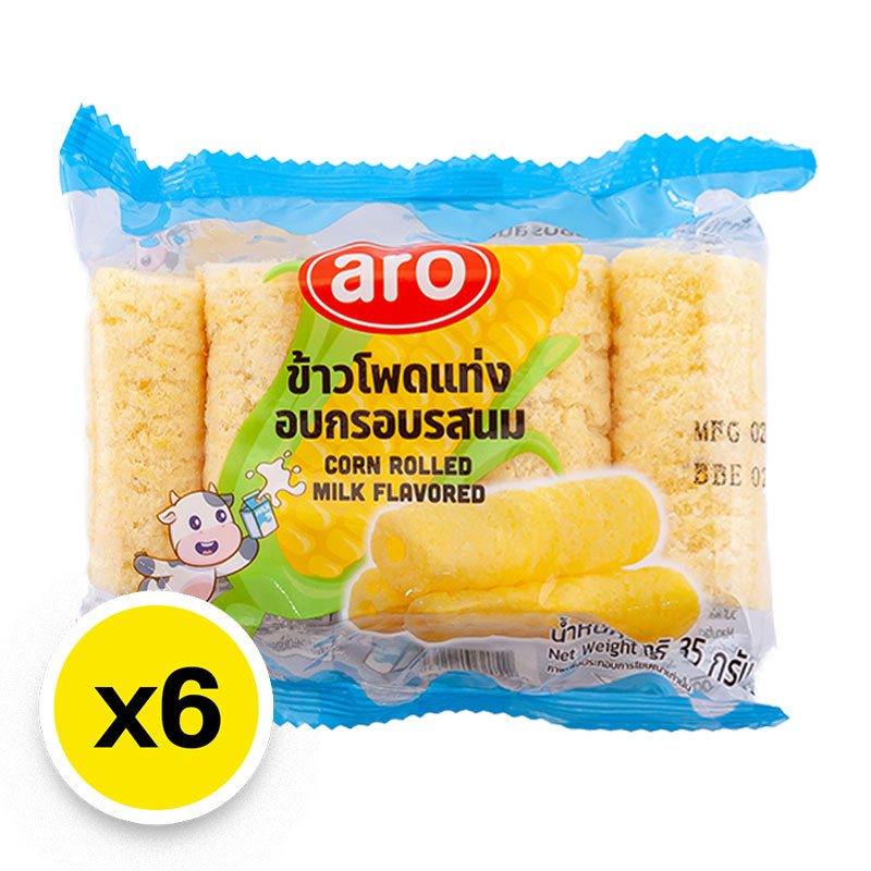 ARO ข้าวโพดแท่งรสนม 35กX6 (ARO CORN ROLLED MILK 35GX6)