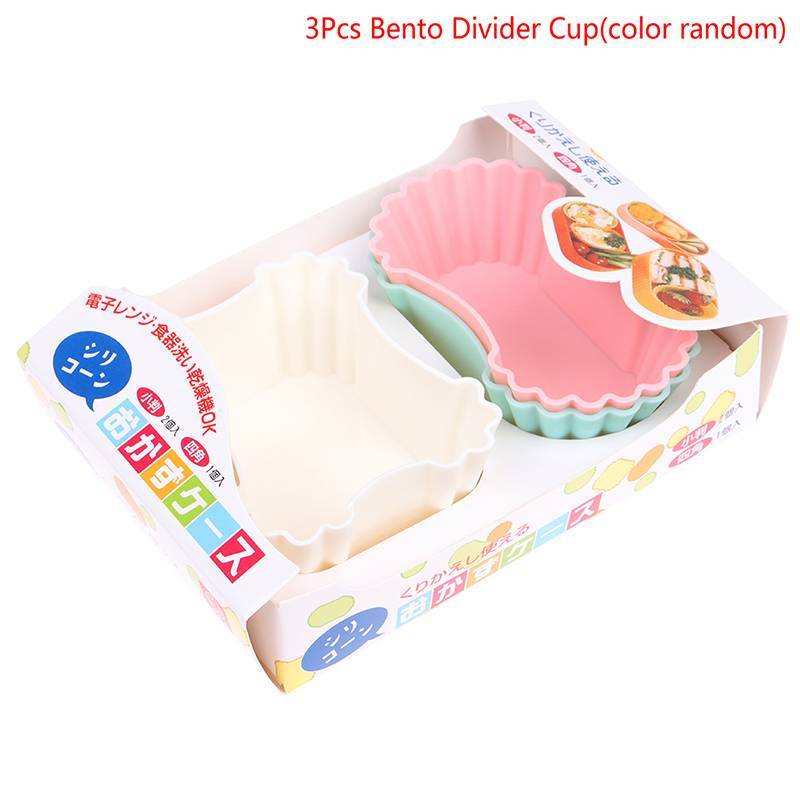 BDGF 3 ชิ้น Bento Divider ถ้วย Liner กล่องอาหารกลางวันอาหารนุ่มซิลิโคนทําความสะอาดง่าย Onigiri อุปกรณ์เสริมReusable Sushi Storage TH