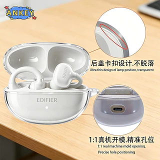 Compatible with Edifier Comfo Bass Bluetooth Earphone Protective Case Transparent Material with Mountaineering Buckle Anti Drop Protective Case