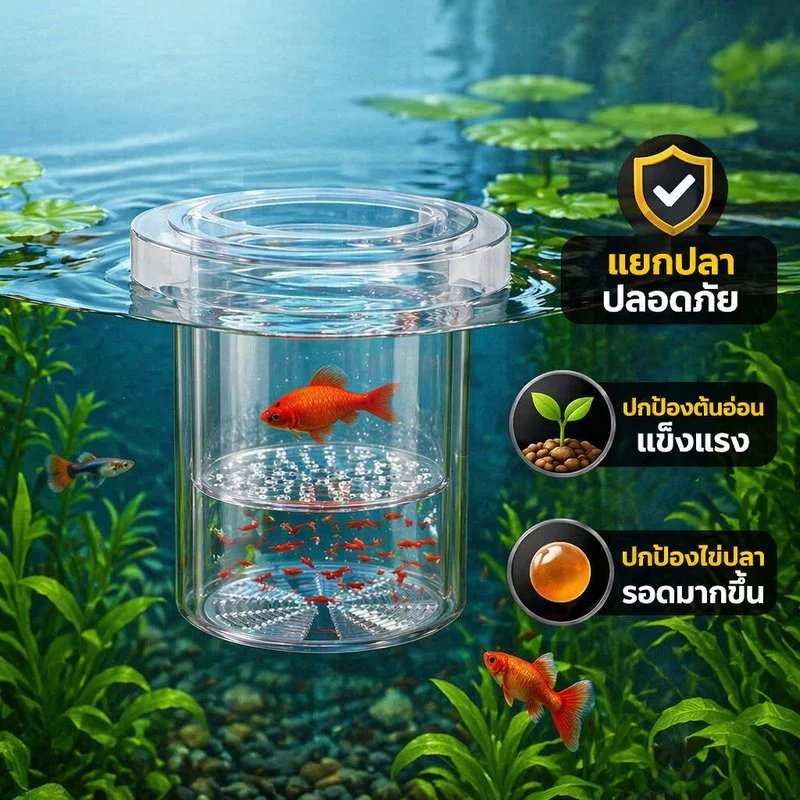 กล่องแยกปลาลอยน้ำ อนุบาลลูกปลา แยกปลาป่วย