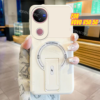 เคส VIVO V50 5G ใหม่แฟชั่นแม่เหล็กที่มองไม่เห็น Kickstand เคสโทรศัพท์ VIVOV50 Matte Soft Cover รองรับการชาร์จไร้สาย Anti-Drop Anti-Fingerprint ปลอก