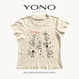 (พร้อมส่ง24ชม.) baby tee สีเทา ลายสุนัขเส้นวาดหลายตัว ฟีลมินิมอลวินเทจ ทรงเข้ารูป ใส่สบายแมตช์ง่าย