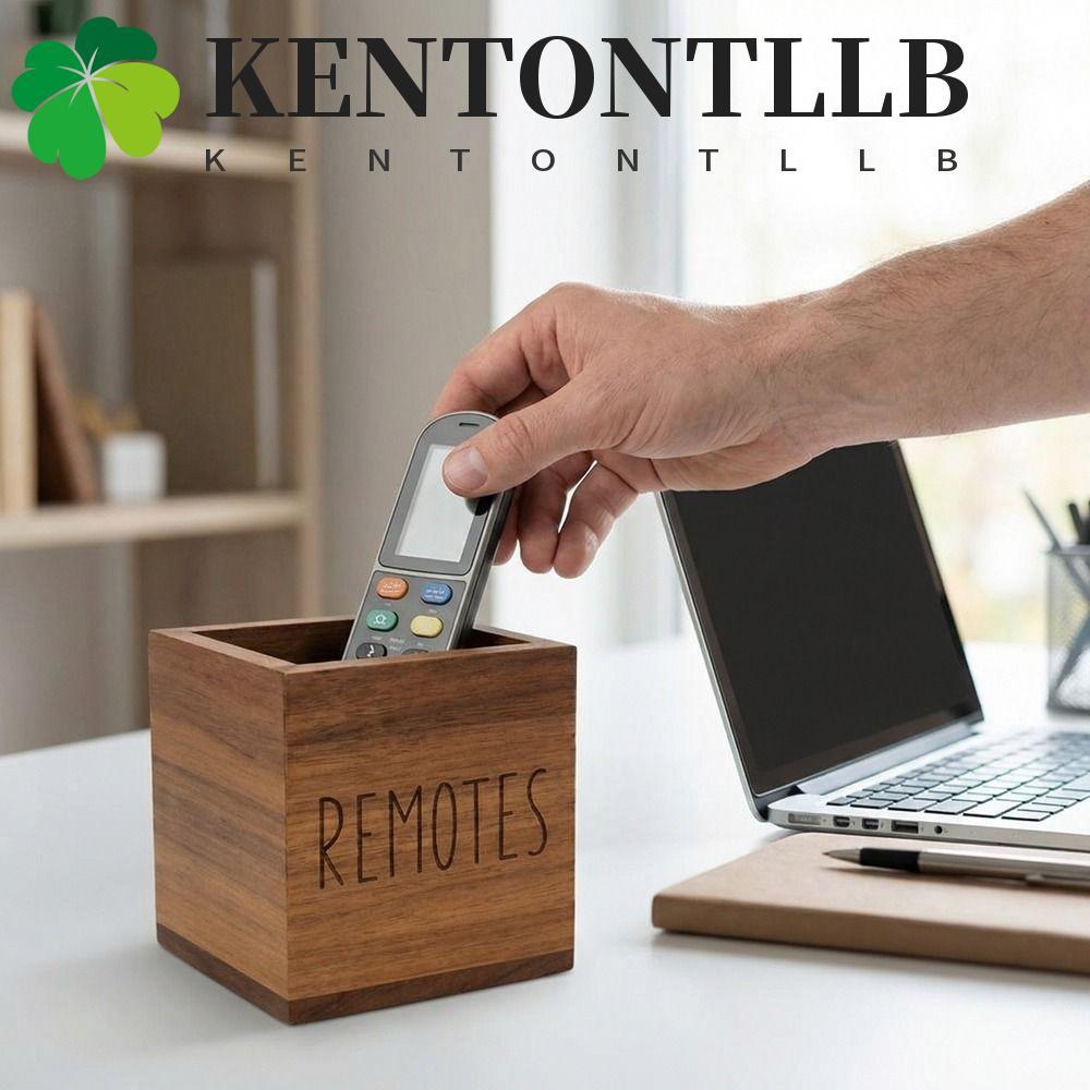 KENTONTLLB ที่วางรีโมทคอนโทรล, กล่องเก็บของตั้งโต๊ะสไตล์วินเทจเรียบง่าย, ที่ใส่ปากกาตกแต่งไม้อเนกประสงค์สํานักงาน