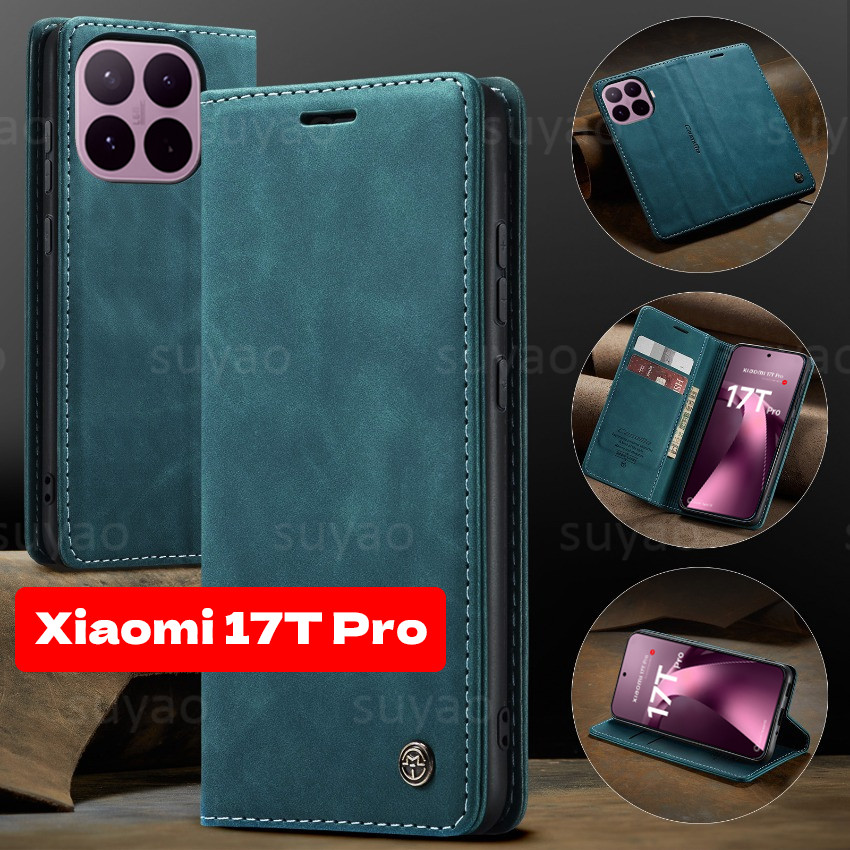 สําหรับ Xiaomi 17T Pro 17TPro 2026 เคสโทรศัพท์ Retro หนังผู้ถือ Flip Casing Xiaomi17TPro Xiaomi17T Mi Stand Luxury Magnetic Card Full ป้องกันกันกระแทก