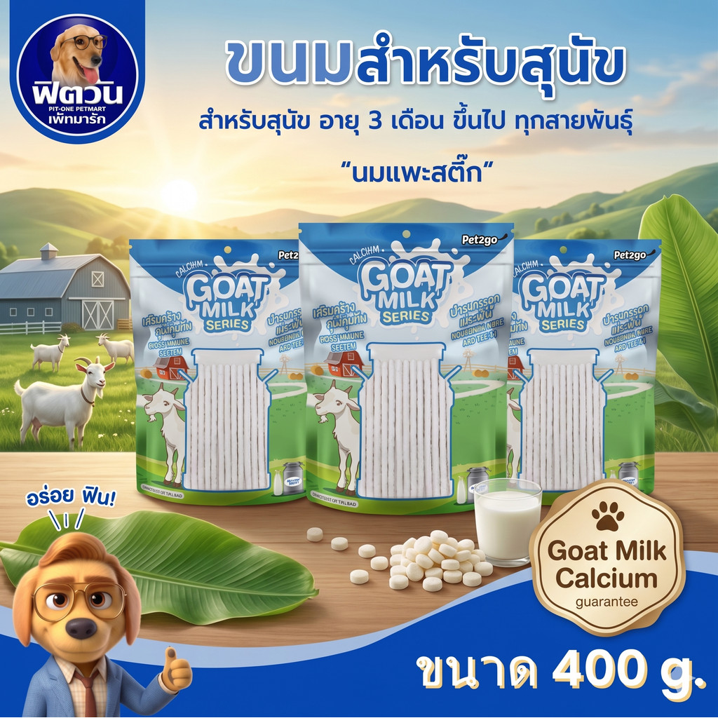 Goat Milk Series ขนมสุนัข- นมแพะสติ๊ก 400g{ขนม}