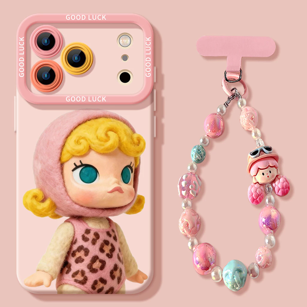 [มอลลี่สีชมพูน่ารัก] เคสโทรศัพท์ ไอโฟน สไตล์ใหม่/17/16โปรแม็กซ์15/14 ป้องกันการกระแทก 13/12 สร้อยข้อมือ