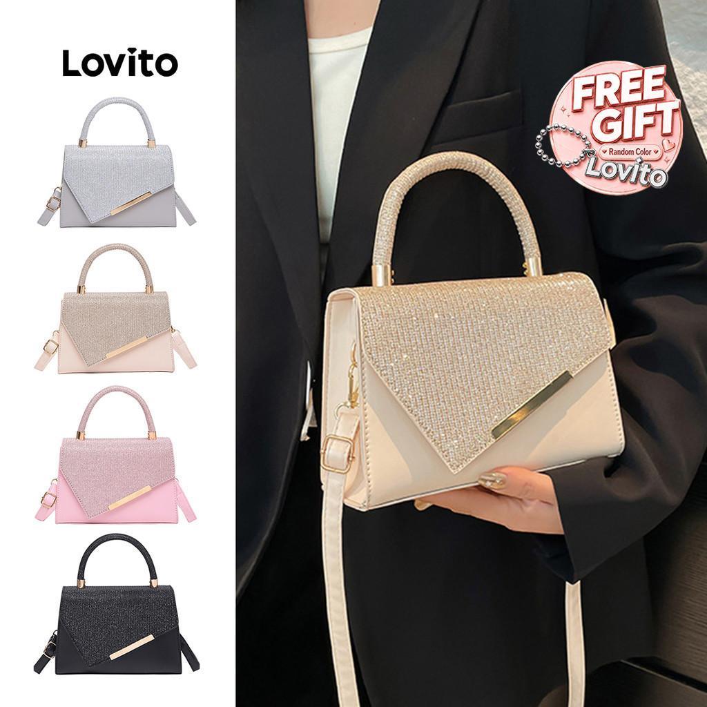 Lovito กระเป๋าไหล่เล็กกลิตเตอร์ลําลองสําหรับผู้หญิง LFA107041