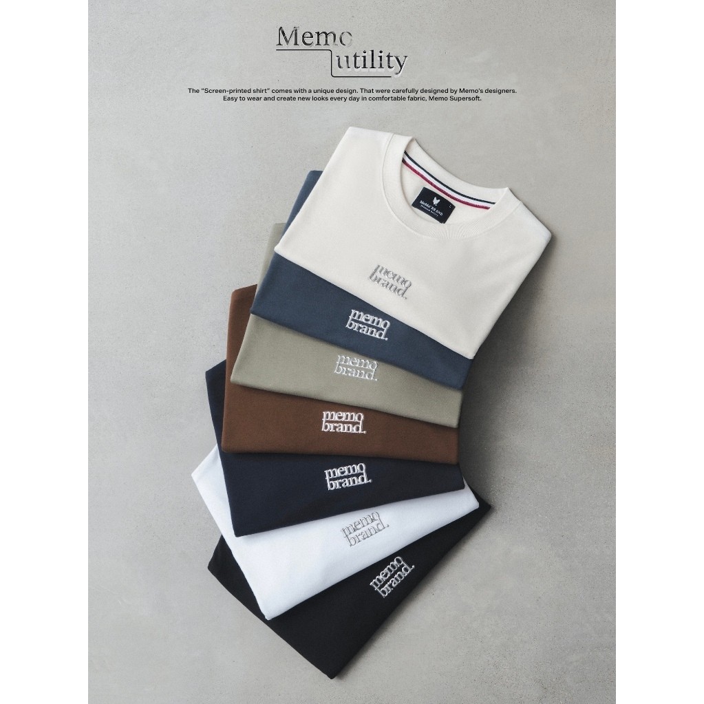 MeMo™ | NEW | Memo Utility งานสกรีน Metallic 3D เนื้อ TPU ผ้า Supersoft แขนสั้น ทรง Unisex