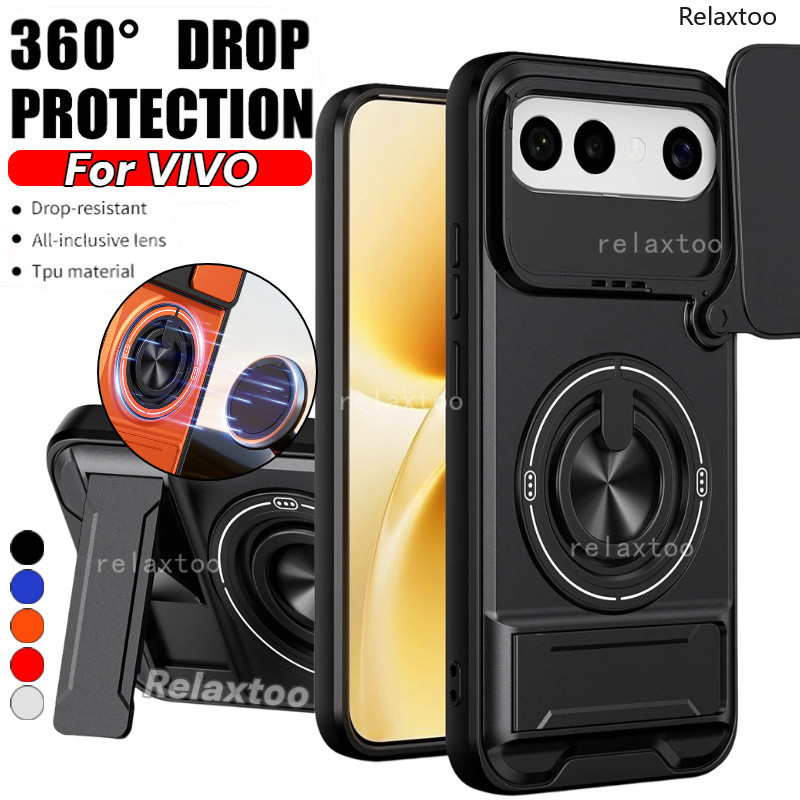 เหมาะสําหรับ Vivo X300 Pro Ultra X200 FE 5G เคสโทรศัพท์แม่เหล็กที่แข็งแกร่งพร้อมเชือกเส้นเล็ก 360° ที่วางขาตั้งแหวนติดรถยนต์ป้องกันเลนส์กล้องกันกระแทกฝาครอบป้องกัน
