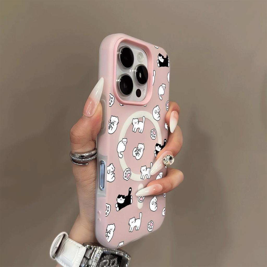 เคสไอโฟน 13 11 สำหรับ IPhone 16 17 Air 15 12 14 Pro Max XR Max 7 8 แมวน่ารัก แรงดึงดูดแม่เหล็ก GDCX3