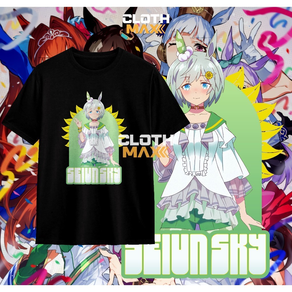 เสื้อยืดผ้าฝ้าย 100% พิมพ์ลายจากเกม Uma Musume Pretty Derby Seiun Sky Gentildonna สำหรับใส่ลำลองผู้ใ