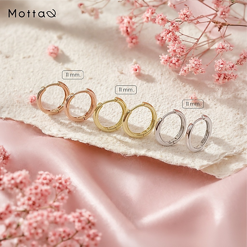 Motta Earring ต่างหูห่วงชุบทองคำขาว ห่วงเรียบงานเบสิกที่ต้องมี