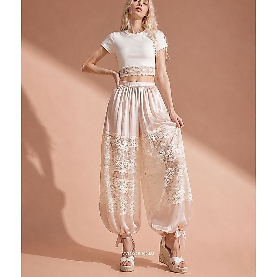 VVOK OFFICIAL - AVELINE PANT กางเกงทรงบอลลูนผ้าซาติน