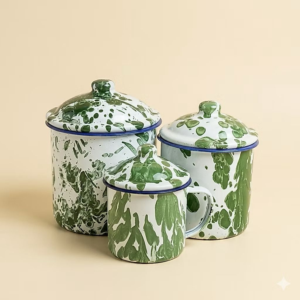 MJ - แก้ว BURIK ENAMEL + LID SS 10CM & 12CM - แก้ว BURIK ENAMEL - ถ้วยสแตนเลสพร้อมฝาปิด 1 ชิ้น
