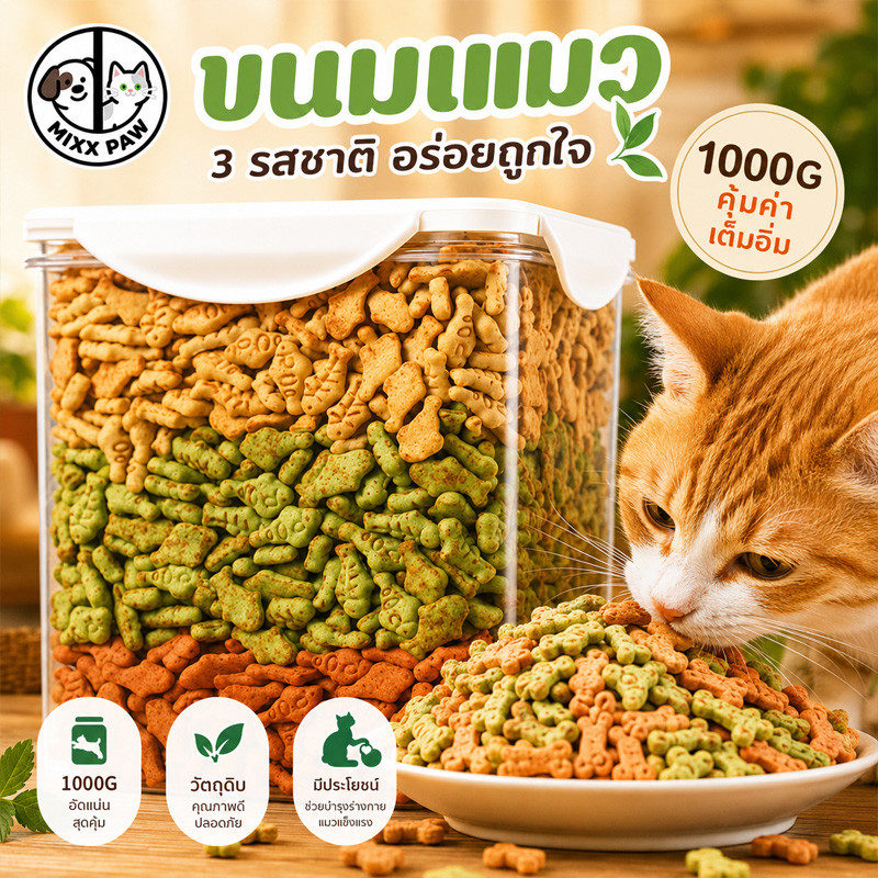 ขนมแมว 1000gคุกกี้มิ้นท์แมว ลูกแมวอ้วน ย่อยง่ายและดูดซึมขนมสัตว์เลี้ยงหญ้าแมวฟรีซดราย ขนมแมวฟรีซดราย