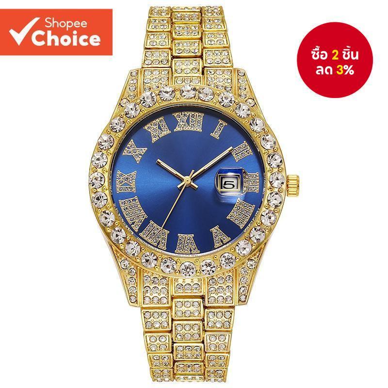 Hip Hop นาฬิกาสไตล์สําหรับชาย Iced-Out เลียนแบบเพชรโรมัน Scale แฟชั่นเครื่องประดับหรูหราแนวโน้ม Saviour 9 สีสําหรับคริสต์มาสของขวัญ