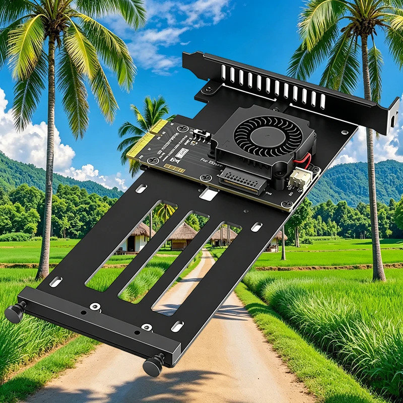128Gbps PCIe 5.0 X4 ถึง EDSFF SSD อะแดปเตอร์พร้อมพัดลมระบายความร้อน EDSFF Gen-Z Slot สําหรับ 5.9/8.0