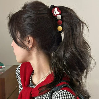 ใหม่ลูกสุนัขสีแดงสุนัขกล้วยขนาดใหญ่คลิปสําหรับผมหนาผมหางม้าสูงเครื่องมือจัดแต่งทรงผม ติด ปิ่นปัก หวี