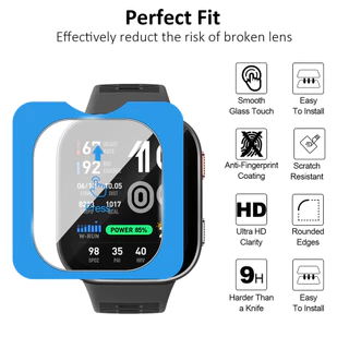 สําหรับ Amazfit Bip Max กระจกนิรภัยป้องกันหน้าจอติดตั้งง่าย Auto Alignment Kit Anti ลายนิ้วมือ HD Clear Film