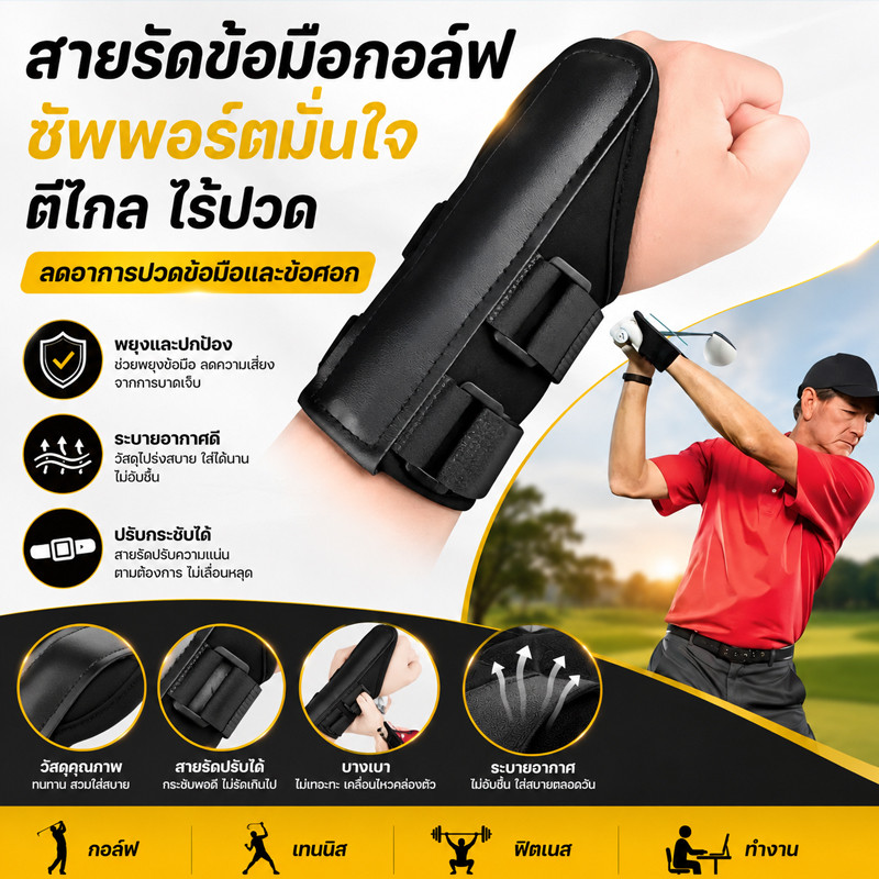 COD สายรัดข้อมือสำหรับกอล์ฟ อุปกรณ์ออกแบบมาเพื่อความพอดีและสบาย มีประโยชน์สำหรับการฝึกซ้อมและการใช้งานจริง