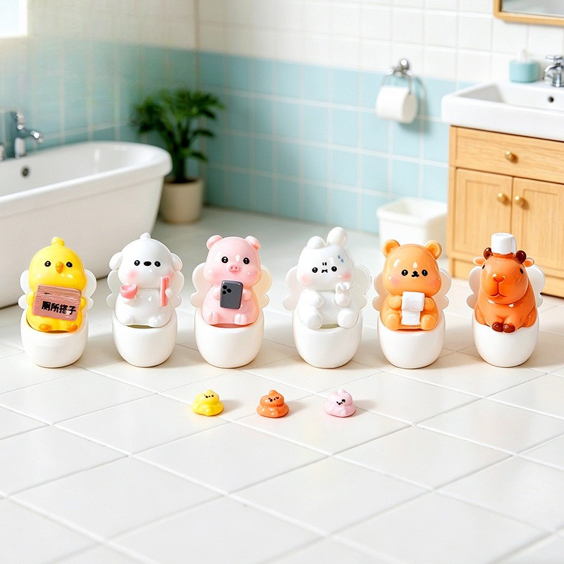15 ชิ้นสัตว์ตลกบน Tolilet 3D เรซิ่น Charms สําหรับ DIY