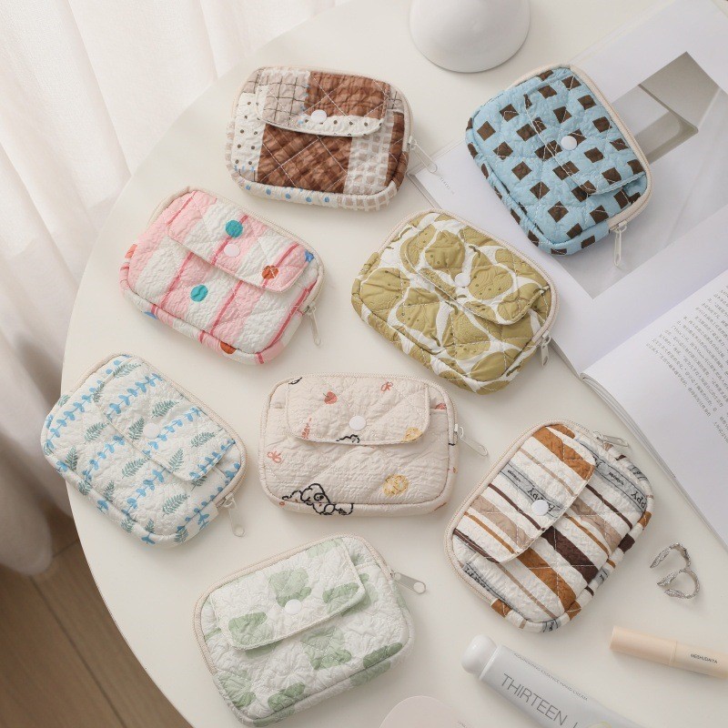 Flip Quilted Coin Purse Mini Portable Cosmetic Card Holder