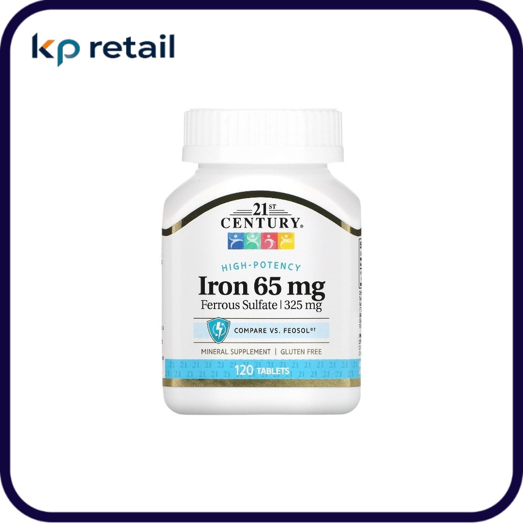 พร้อมส่ง 21st Century, Iron, 65 mg, 120 Tablets  ธาตุเหล็ก ขนาด 65 มก. บรรจุ 120 เม็ด