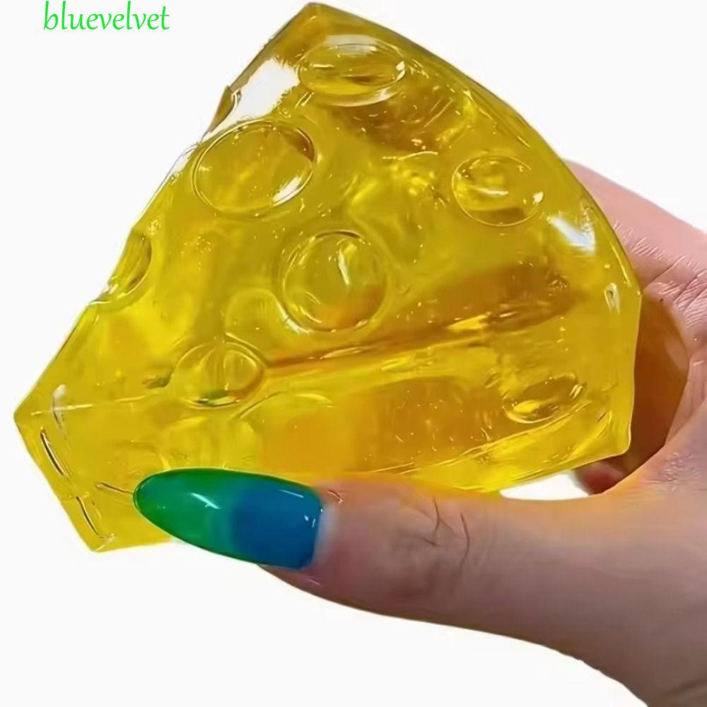 ของเล่นสกุชชี่ สีฟ้า,นุ่มยืดหยุ่นดูดนิ้วสกุชชี่ชีสน้ําผึ้ง,ตลกอยู่ไม่สุขช้าเพิ่มขึ้นสมจริงประสาทสัมผัสชีสของเล่นเด็กและผู้ใหญ่