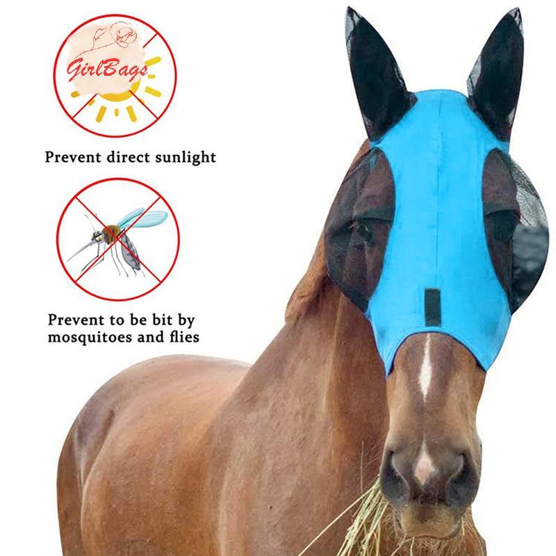 [Setad] 1 PC Anti-Fly Mesh Equine Mask Horse Mask Stretch Bug Eye Horse Fly Mask Covered Ears Horse 