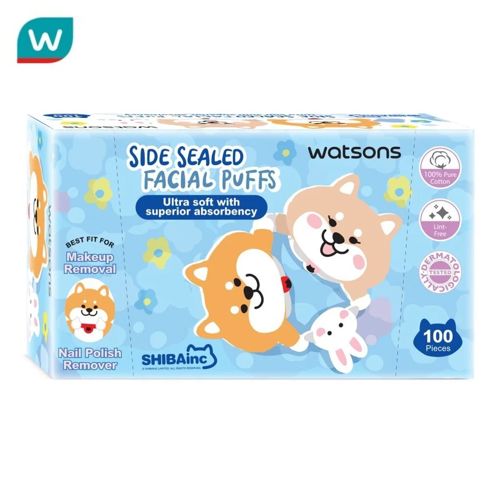 Watsons วัตสันสำลีแผ่นรีดข้าง 100แผ่น (Shibainc Comics)..