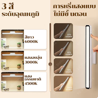 ✨โคมไฟตั้งโต๊ะ LED โคมไฟแม่เหล็ก ปุ่มชาร์จ USB ไฟข้างเตียง ไฟอ่านหนังสือ ไฟติดห้อง โคมไฟไร้สาย ปรับได้ 3 แสง