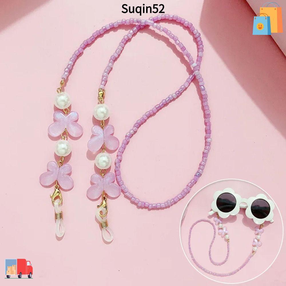 ซู่ฉิน52 แว่นตากันแดดสายคล้องเชือกเส้นเล็ก, แว่นตาอ่านหนังสือปรับผีเสื้อมุกแขวนเชือก, ลูกปัด ประกบกัน สร้อยคออินเทรนด์อุปกรณ์เสริมแว่นตากันลื