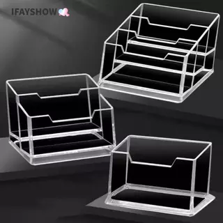 IFAYSHOW 1 ชิ้น Bussiness ผู้ถือบัตร,อะคริลิคพลาสติก 1/2/3 กริดกล่องนามบัตร,โรงเรียนอุปกรณ์สํานักงานโปร่งใสขาตั้งจอแสดงผลกล่องการ์ด