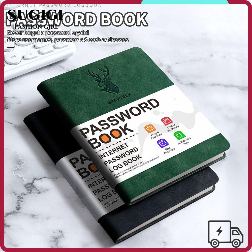 หนังสือรหัสผ่าน SUGIGI B6, 60Sheeps ฝาครอบหนัง PU ที่อยู่อินเทอร์เน็ต, แท็บตัวอักษร Simple Logbook รหัสผ่าน Keeper โรงเรียนใช้